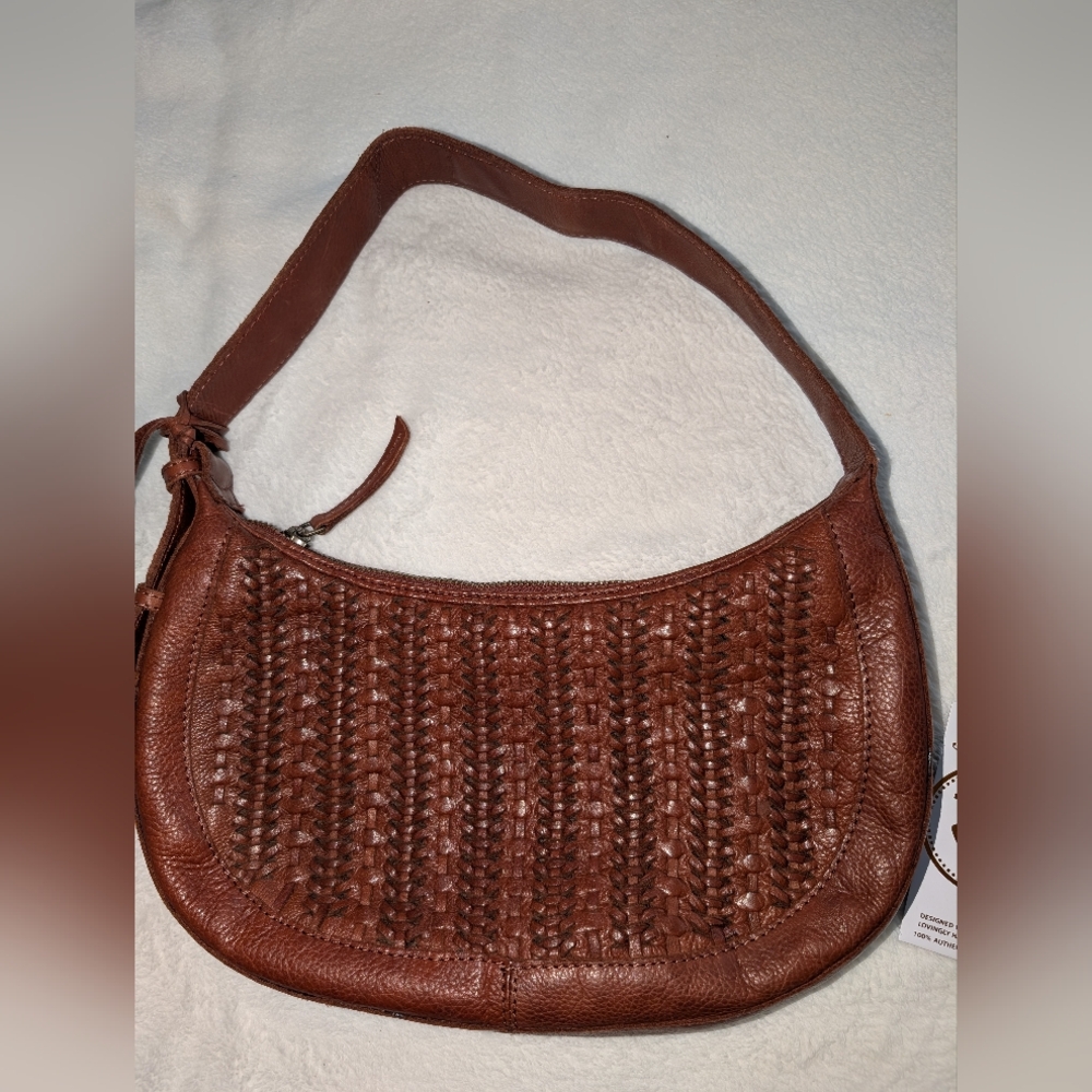 NWT Ashwood woven leather hobo shoulder bag, Cognac brown - Picture 13 of 14